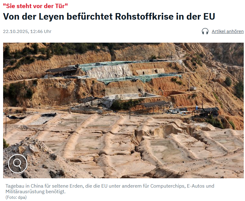 PeterBorbe's tweet image. "Von der Leyen befürchtet Rohstoffkrise in der EU"
Welch ein Wunder! Wenn man es sich mit der halben Welt verscherzt und meint, mit seiner Sanktionspolitik einen auf ganz groß und mächtig machen zu können, dann darf man sich nicht wundern, wenn am Ende die Rohstoffe fehlen!…