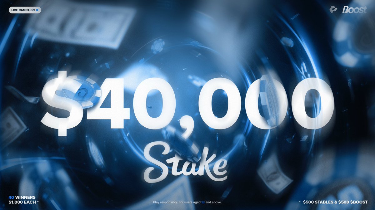 boostdotgg's tweet image. The @Stake x Pulse x Boost leaderboard is now live 🏆
$40,000 in total rewards, split amongst 40 winners.
Plus, 20% deposit bonus for participants (T&Cs apply).
Full details below 👇