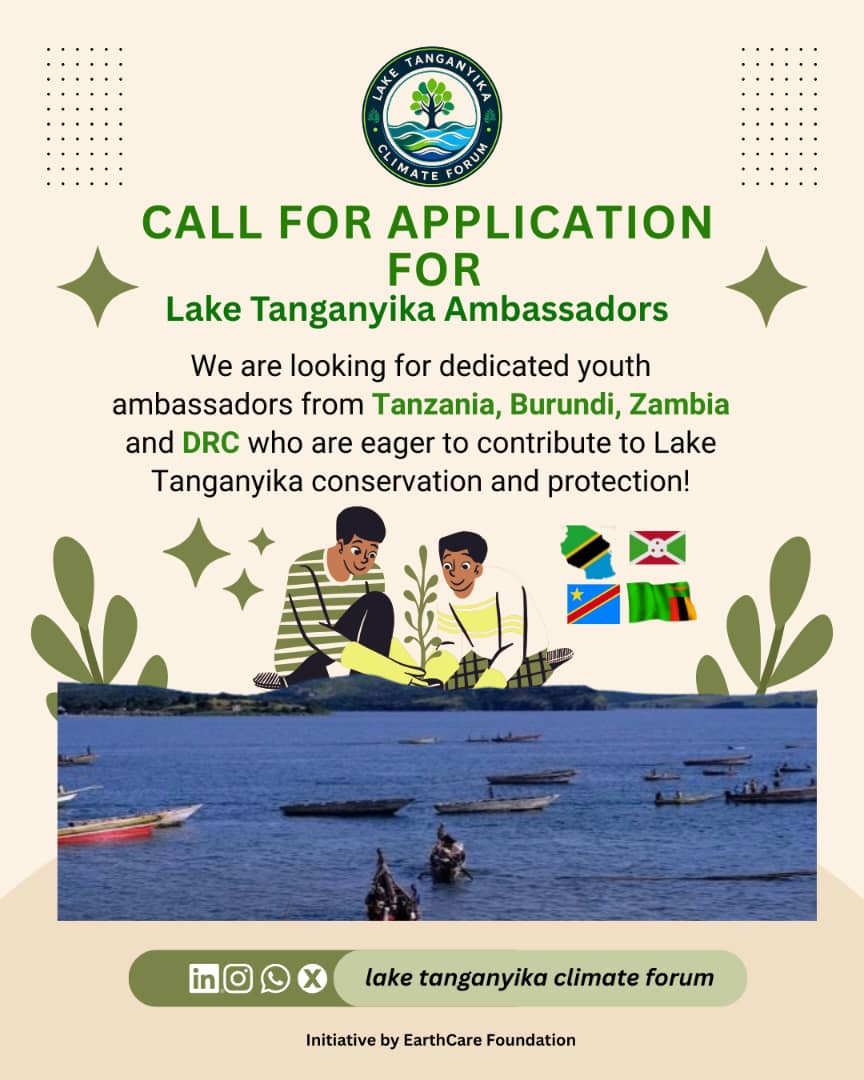 Are you a passionate young leader eager to make an environmental impact?
The Lake Tanganyika Climate Forum (LTCF) invites youth from Tanzania, Burundi, Zambia and the Democratic Republic of Congo to apply for the Lake Tanganyika Ambassadors Program.