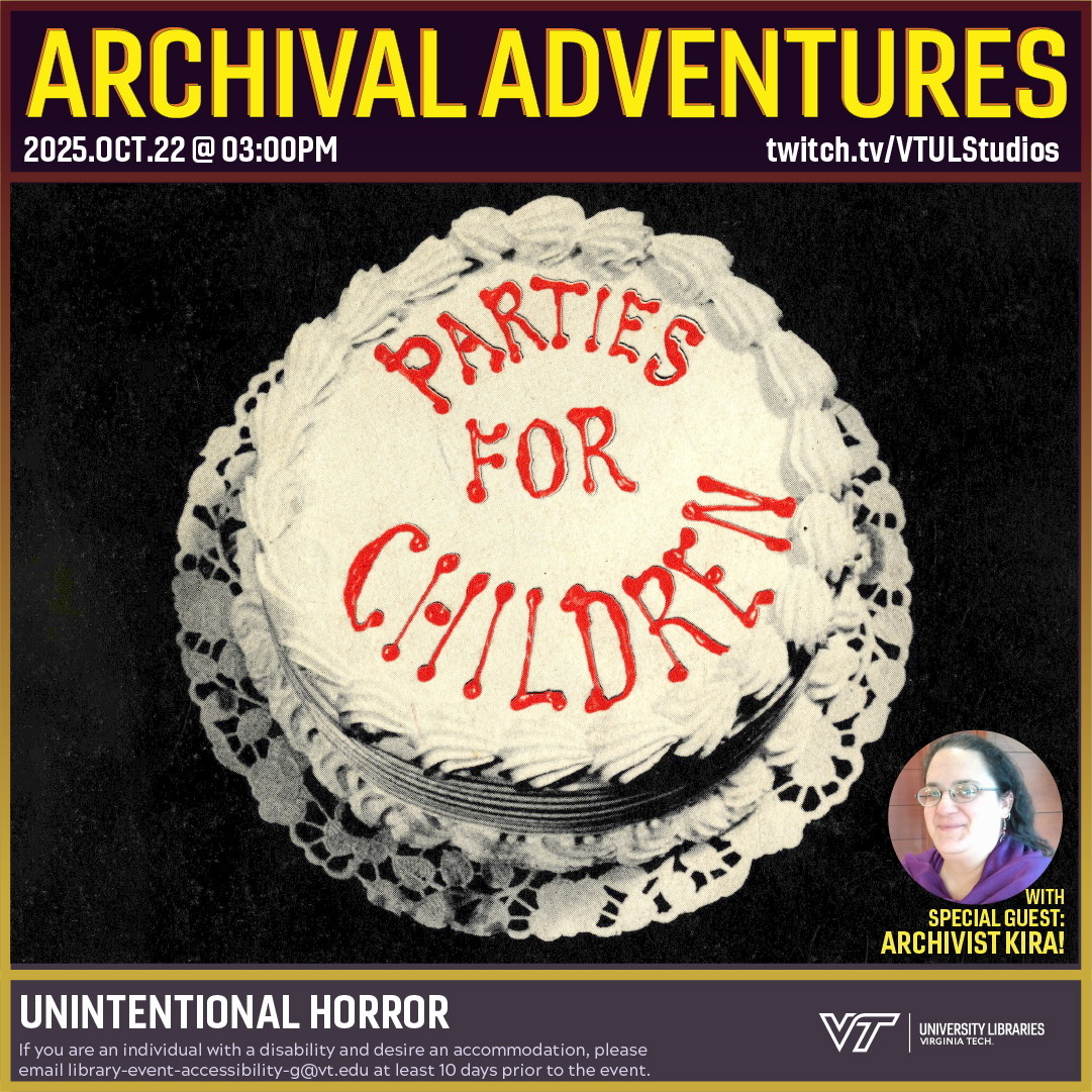 Today we indulge the spirit of the season 👻 with a theme that is creepy, disturbing, and unsettling. We're exploring items of unintentional horror 😱 with special guest Archivist Kira on #ArchivalAdventures

Join us on #Twitch at 3:00 p.m. 👉 twitch.tv/VTULStudios