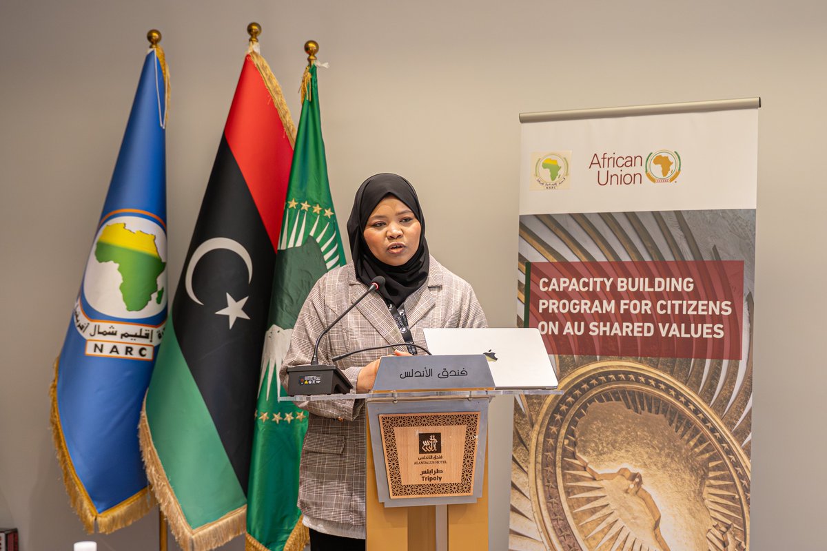 During the Closing Session, a Vote of Thanks was delivered by Youth Rep <a href="/ZahraBenda42069/">Bendaoud fatima zahra</a>, expressing deep appreciation to the <a href="/_AfricanUnion/">African Union</a> <a href="/AUC_PAPS/">African Union Political Affairs Peace and Security</a>  for convening the Capacity Building Program on AU Shared Values Instruments in Libya #DGTrends