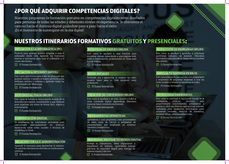 EL PRÓXIMO LUNES COMIENZAN LOS CURSOS DEL INFORMÁTICA EN LA CASA DE CULTURA. AÚN ESTÁ A TIEMPO DE INSCRIBIRTE
CURSOS DE INFORMÁTICA EN LA CASA DE CULTURA
Dentro del proyecto ‘Digitalízate con La Rioja’, se han organizado dos curos de formación digital totalmente gratuitos.