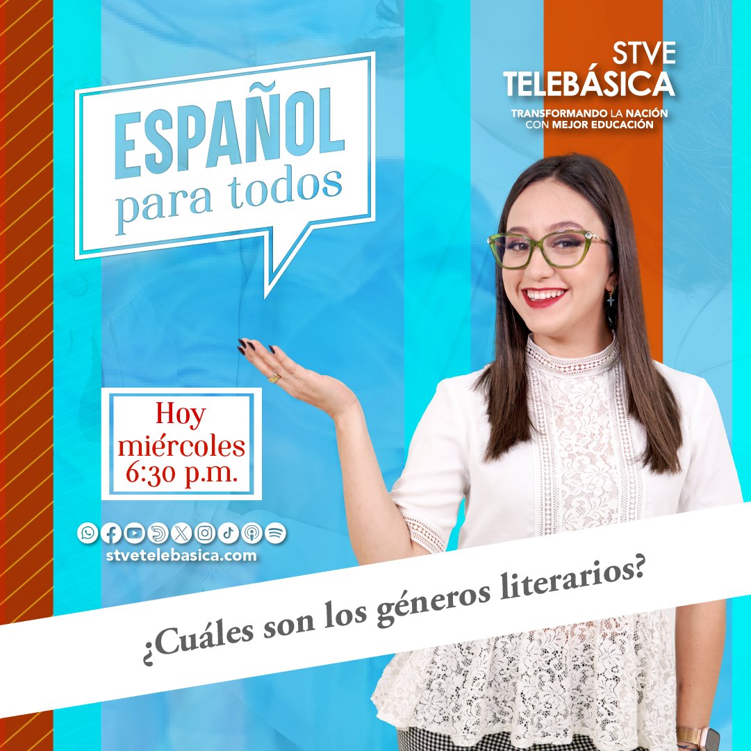 stvetelebasica's tweet image. Hoy en español para todos📚  aprenderemos con Andrea  sobre los géneros literarios, y cómo cada uno nos invita a disfrutar la lectura de una forma diferente. ✨
#EspañolParaTodos #GénerosLiterarios #STVETelebásica