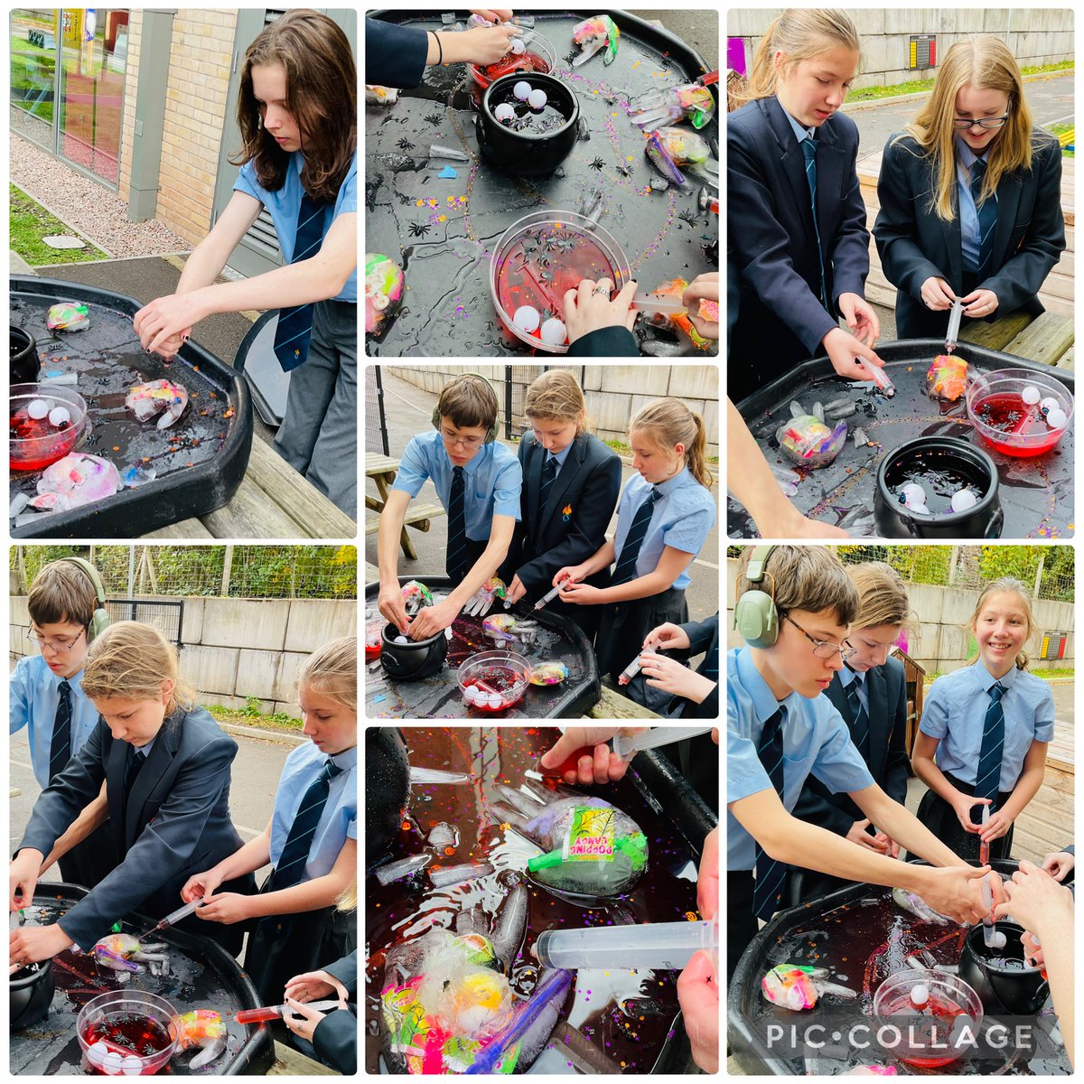 Year 9 enjoying their Halloween melting ice experiment ✋💦🎃