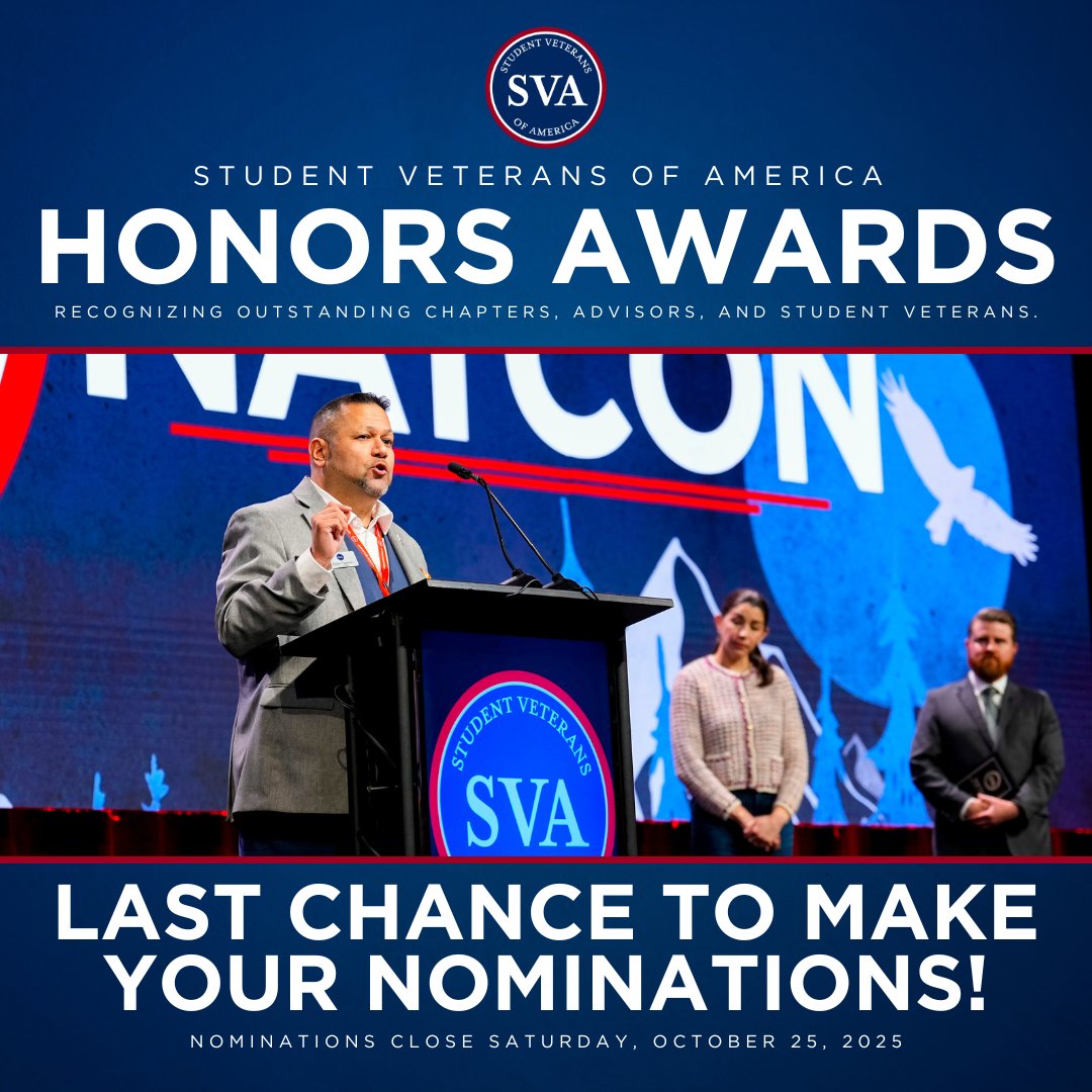 studentvets's tweet image. Time is running out to recognize the changemakers among us.

Submit your nomination today:
studentveterans.org/programs-event…