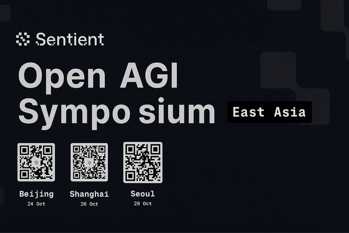 Ok so Sentient is making waves in Asia !!

The <a href="/SentientAGI/">Sentient</a> crew is heading to Beijing, Shanghai, and Seoul for the Open AGI Summit Asia Tour a gathering of brilliant minds shaping the next era of decentralized intelligence. Expect deep conversations, bold ideas, and a vision for