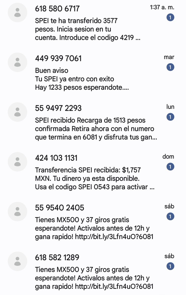 🚨 | Campaña masiva para robar a clientes de Telcel

Hay una ola masiva de smishing buscando estafar mexicanos. 

Los sitios, que se ocultan con enlaces acortados por Bitly, envían a dominios —recién registrados— que albergan sitios de apuestas.

No hay depósitos, todo es un