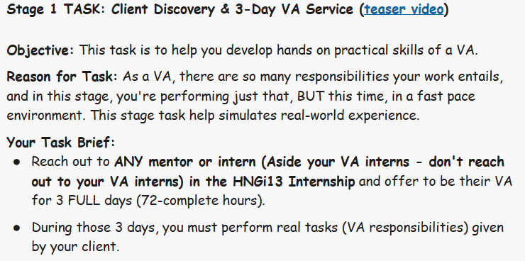 IAmFavourElijah's tweet image. 72hrs @hnginternship task: complete!✅
Had a fantastic time supporting a client in the DevOps space.
The best part? Noticing his interests and providing proactive recommendations.
From task-doer to strategic partner. That’s the goal.
#HNG #HNGInternship #VirtualAssistant #Tech