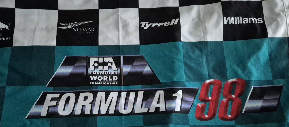 UnracedF1's tweet photo. How cool is this flag😍🏁

1998 F1 flag for the game Formula 1 98 by Psygnosis. 

#F1 #RetroF1 #Psygnosis https://t.co/ytPHWfovrK