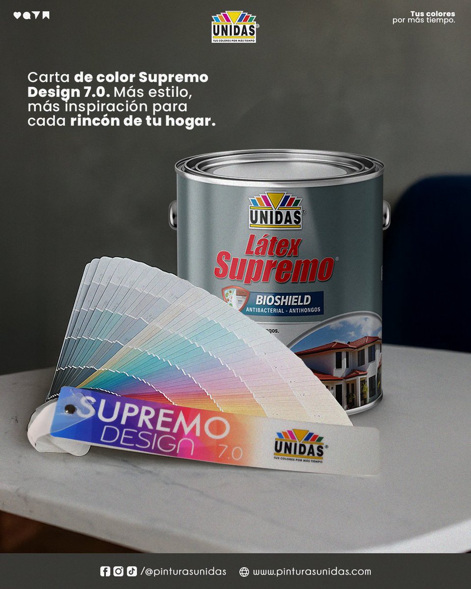 🏡Transforma tu hogar con la carta de color Supremo Design 7.0.
Elige tonos únicos con pintura antibacterial y antihongos. 🎨

✨ Durabilidad, protección y estilo en la Familia Supremo. 

#PinturasUnidas #CartadeColor #SupremoDesign7