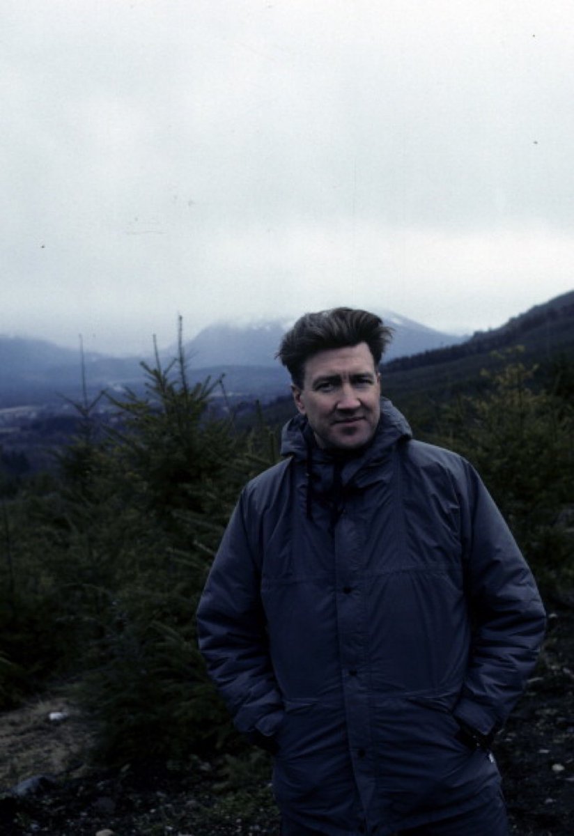 David Lynch on the set of Twin Peaks.