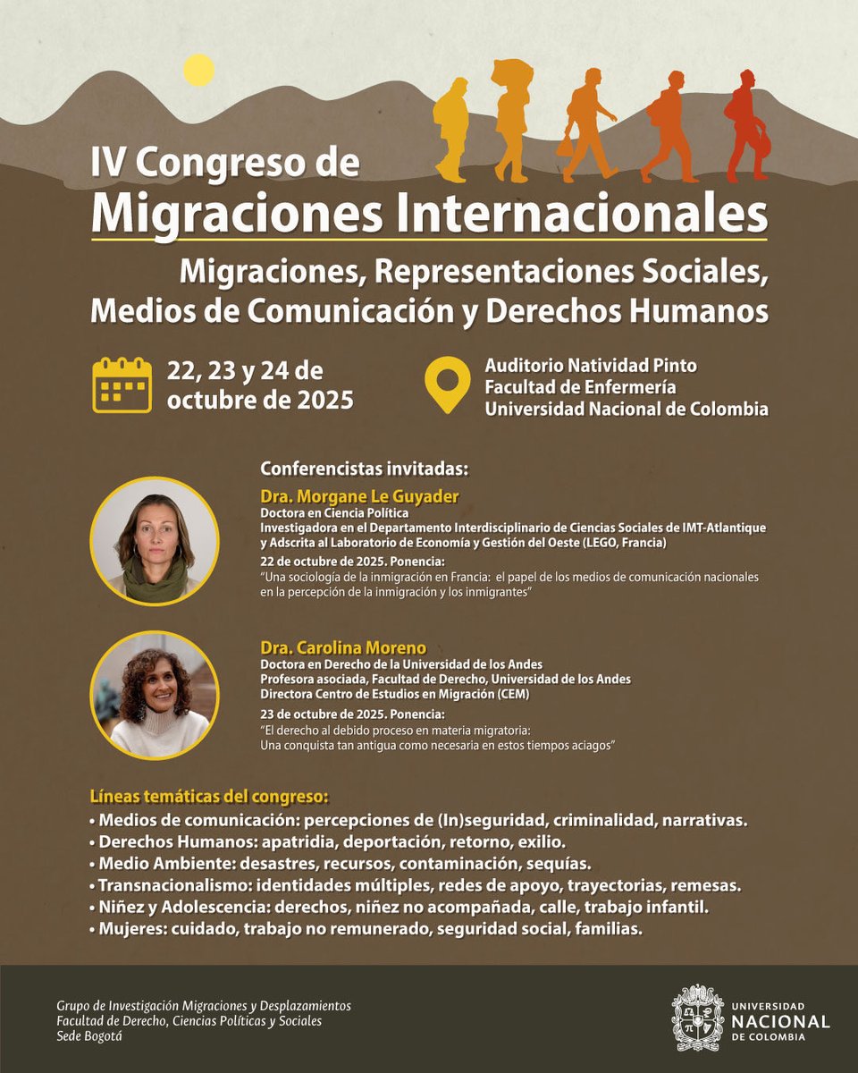 jsbonillag's tweet photo. Les invito al IV Congreso de Migraciones Internacionales organizado por el Grupo de Investigación @migracionesunal @UNALOficial . Hoy desde las 3pm moderaré las ponencias y el debate sobre Migraciones, Niñez y Adolescencia. Transmisión https://t.co/eQQhzGbluF https://t.co/7qhIzUU1w5