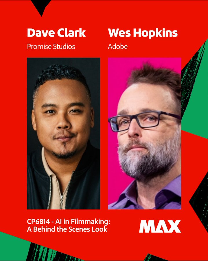 promise_ai's tweet image. Join Promise Co-founder and Chief Creative Officer Dave Clark and @MetaPuppet at Adobe MAX on October 28!

Both will share how they’re using @Adobe&apos;s GenAI tools, including #AdobeFirefly to create visually stunning shorts and explore new frontiers in storytelling.  We&apos;ll also…