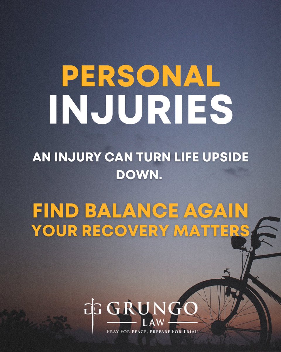 GrungoLawFirm's tweet photo. An injury can disrupt everything — your routine, your plans, your peace of mind.
At Grungo Law, we’re here to guide you through the next steps and help you regain stability. Your recovery is what matters most.
#PersonalInjurySupport #HereForYou #YourRecoveryMatters https://t.co/oV0T7mf6lP
