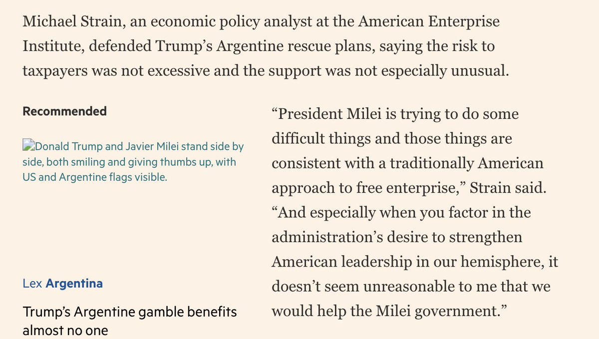 fascinating how Trump has got the hyperneoliberals at the American Enterprise Institute to defend STATE rescue of a 'free market project' in Argentina

ideological knots everyhwere