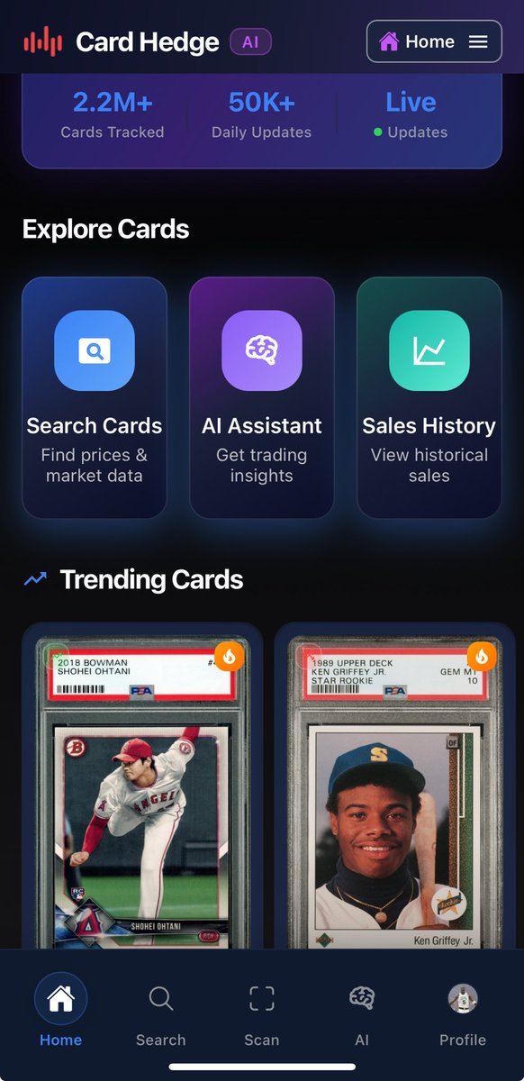 4SeamCards's tweet image. 🚀 Discover real-time sports card values powered by AI!
Track prices, compare trends, and stay ahead of the market.
Check out the new AI Price Guide → ai.cardhedger.com/price-guide

#SportsCards #CardCollectors #CardHedger #AI #sportscards #Pokemon @cardhedger