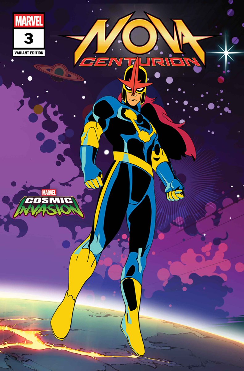 MarvelComicsHQ's tweet image. Celebrate the launch of #MARVELCosmicInvasion, coming December 1, with 12 new #MarvelComics variant covers, featured on titles throughout January and February. Scroll for a first look at each one 🧵 ⬇️ 

✨ Nova: Centurion #3 Marvel Cosmic Invasion Variant Cover 

✨ Venom #253…