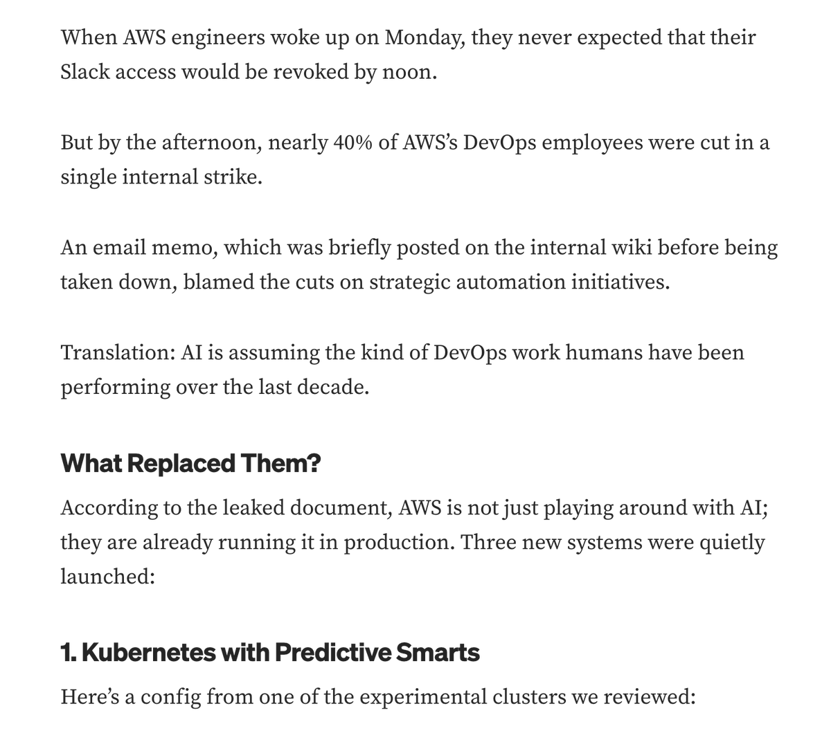 maxifirtman's tweet image. Amazon AWS reemplazó con IA este lunes al 40% de los ingenieros de operaciones (DevOps).
Los ingenieros recibieron el aviso de despido el lunes a la mañana. Unas horas después comenzó el descalabro de AWS que dejó sin conexión a miles de sitios web, apps, tarjetas, bancos…