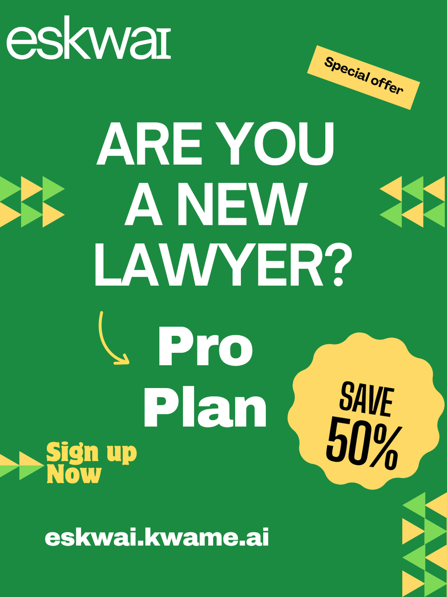 🎓 New lawyer? Get 50% OFF Eskwai Pro!
AI-powered legal research. Faster drafting. Smarter results.

👏 Congratulations on your Call to the Bar — you’ve earned it! 

Start your career strong ⚖️ → bit.ly/3KVjm9A

#Eskwai  #EskwaiPro #LegalResearch  #CallToTheBar #Lawyer