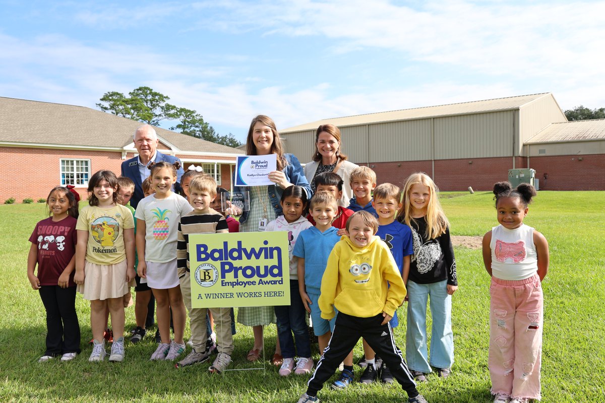 BaldwinSchools's tweet image. BALDWIN PROUD AWARDS: The October 2025 Baldwin Proud Certified Award has been awarded to Summerdale School's Kaitlyn Cheskevic, a second-grade teacher. Cheskevic was surprised while teaching her students outside in the gazebo.
#baldwinproud #communitystrong