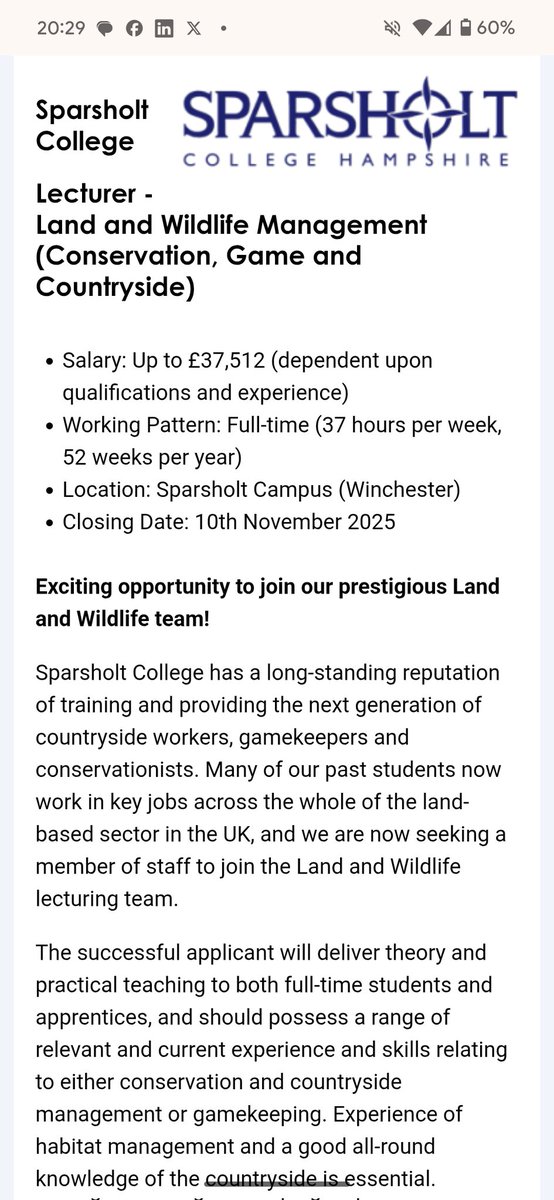 MeganRural's tweet photo. Is it time for a new challenge? Do you fancy working in a fun team, work on a beautiful campus, have what it takes to inspire the next generation of land managers and would enjoy the perks of 9wks holiday a year
Look no further! @Sparsholt_Coll
Advert  https://t.co/b9GRpRRp0p https://t.co/77cQWFxsV8
