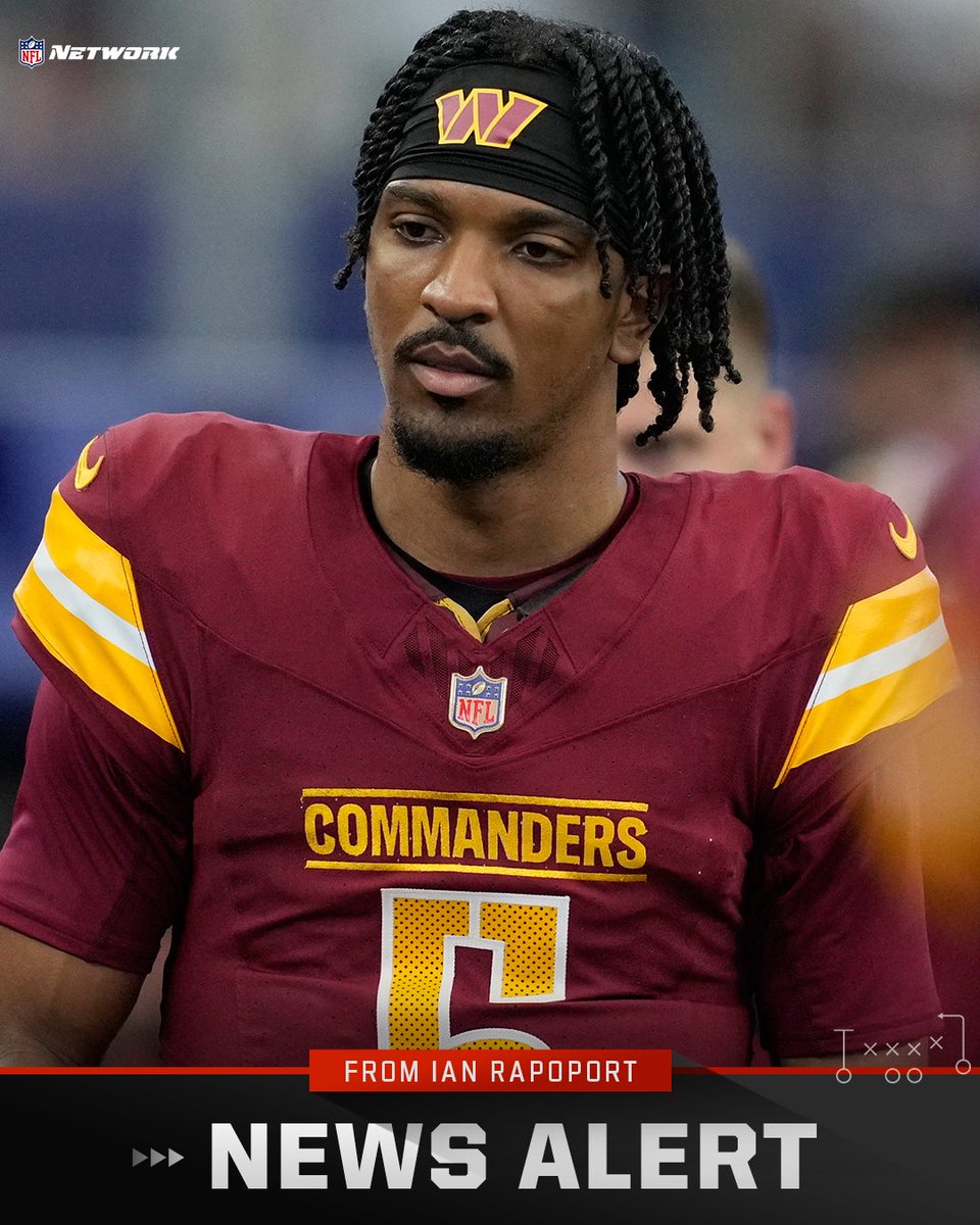 #Commanders QB Jayden Daniels, who suffered a low-grade hamstring strain on Sunday, is going to be out for MNF against the #Chiefs, sources say. 

Marcus Mariota gets the start. 