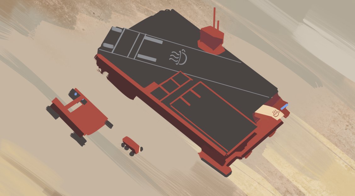 DWTornier's tweet image. There are 2 other versions of the Deserts of Kharak × K-ON crossover pic, which show Yui is concerned about Azusa.

Btw, I have an unfinished sketch of their ships; the HTT logo is used on the aircraft carrier runway.

#けいおん #DesertsOfKharak #Homeworld