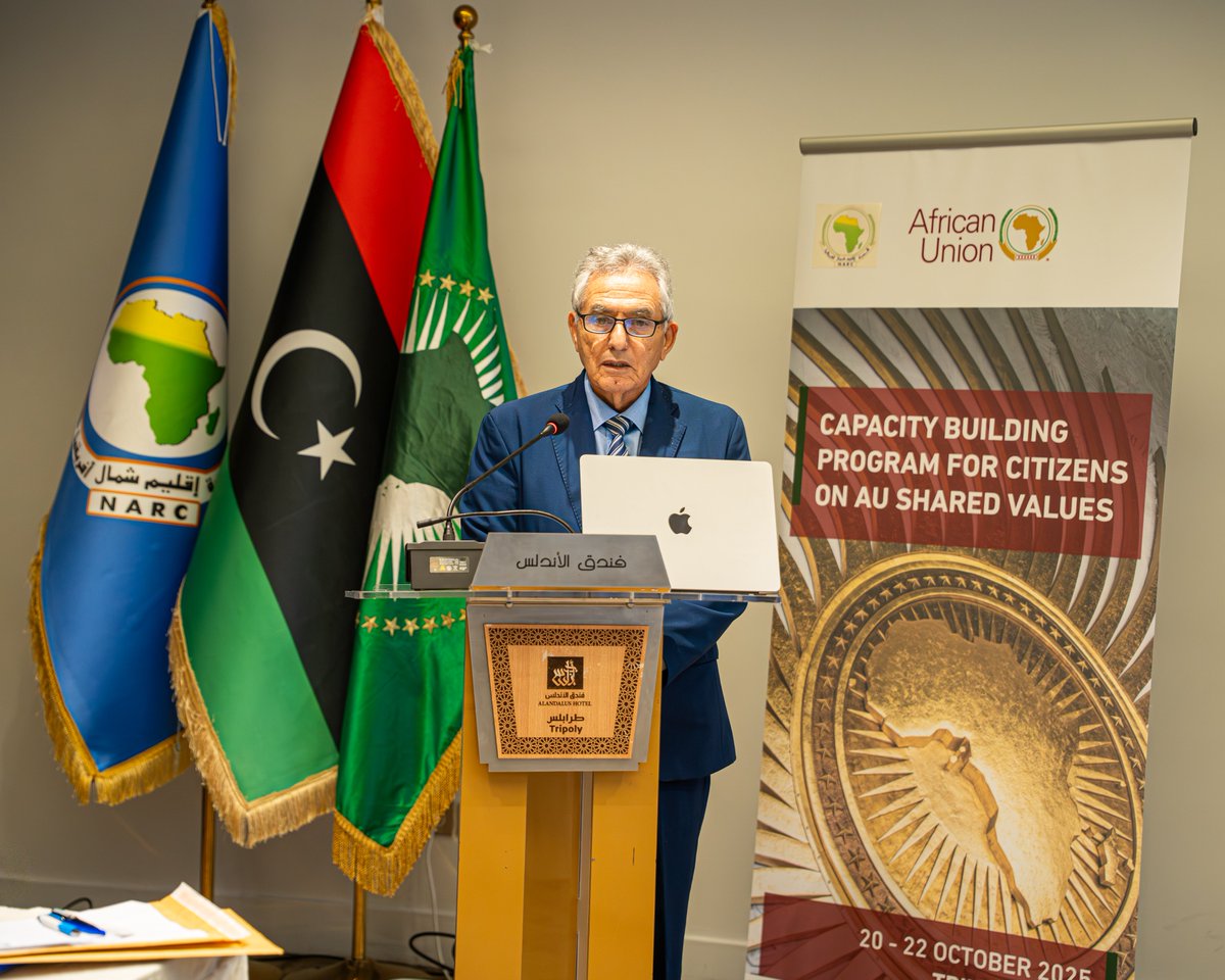 Closing Session 🔚 H.E. Ahmed Al-Tajouri, Exe Sec of NARC, extended his appreciation to <a href="/AUC_PAPS/">African Union Political Affairs Peace and Security</a> for convening the Capacity Building Program, emphasizing the importance of such initiatives in strengthening youth leadership grounded in AU Shared Values Instruments #Agenda2063