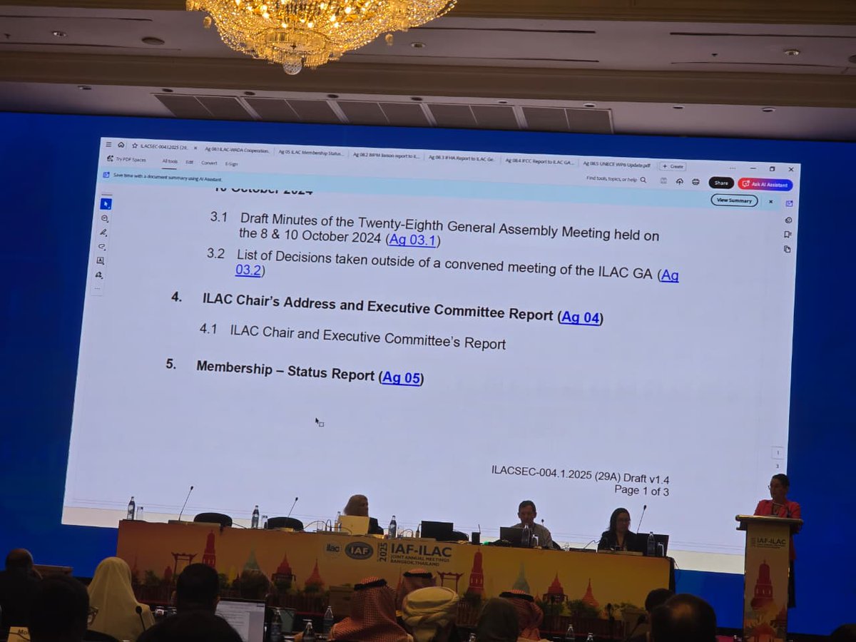 IAAC_Official's tweet photo. 🌎 En la última Asamblea General de @ILAC_Official , antes de la creación de Global Accreditation Cooperation Incorporated, IAAC reconoce el trabajo de @MILMMaribel de @ema_ac , Vicepresidenta de ILAC.

🔗https://t.co/KRPjQzPY1I https://t.co/ossIKag9Ee