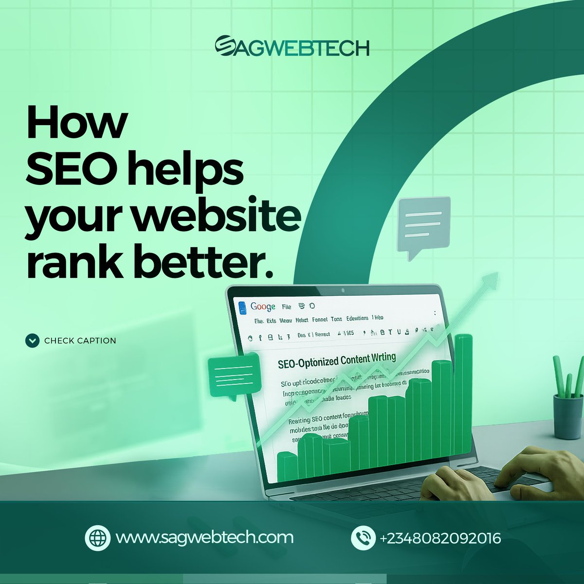 sagwebtech's tweet image. Want your website to rank higher on Google? 

That’s what SEO does!

It helps your site show up in searches, attract free traffic &amp;amp; build online trust.
More visibility = more customers 👏

#SagWebTech #SEO #WebDevelopment #DigitalMarketing