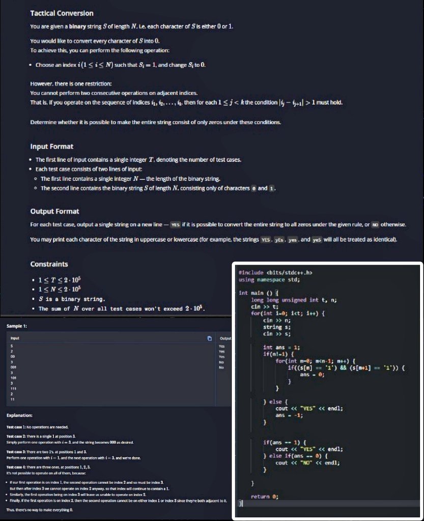 shivaraj215's tweet image. Gave today&apos;s Codechef contest (Starters-209)

- Solved only first 2 problems :( 
- Got approach to solve 3rd problem but couldn&apos;t code!
- Next I jumped to 5th problem by mistake, I didn&apos;t see the 4th problem before...
- Spent 1hr+ on 5th problem but still couldn&apos;t solve

I don&apos;t…