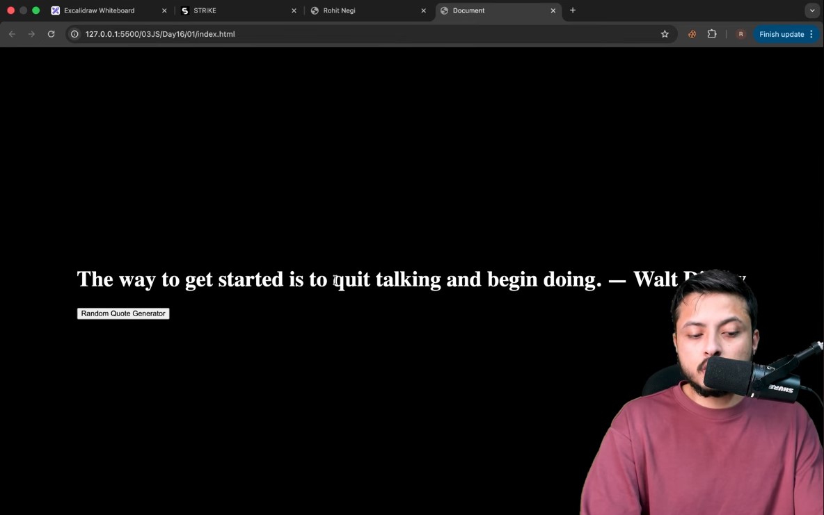 vickychauhan_01's tweet image. 🚀 Day 31 of my #CodingChallenge
Built 10 mini #JavaScript projects to practice DOM, events & logic building 💻
Projects: Quote Generator, Color Changer, Love Calc, Tax Calc, Clock, Timer, Astrology, Click Counter, To-Do, Quiz 🧠
#100DaysOfCode #WebDev #Frontend