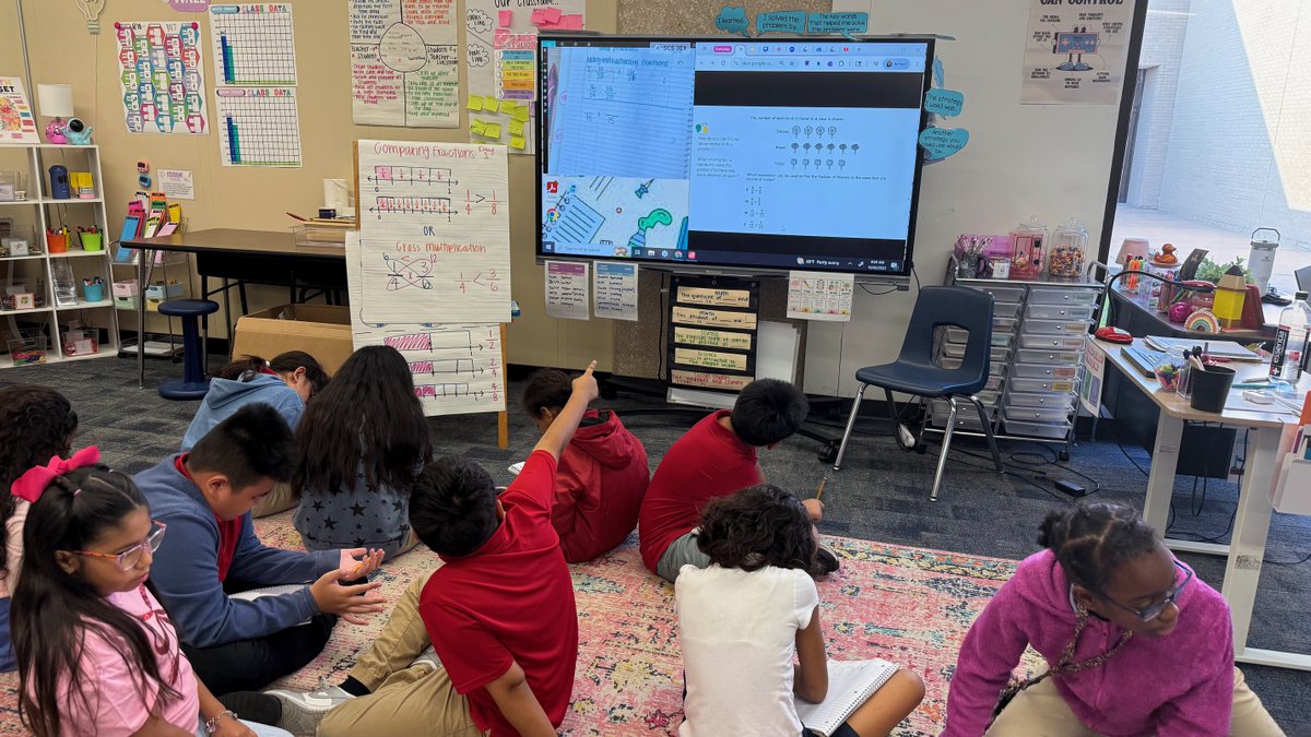 KennedyCougs's tweet image. Shout out to Ms. Taylor! 🎉 Her students had an engaging discussion about fractions today! 📚✨ Love how she walks around the classroom to ensure everyone understands! @AliefISD @mtlavoie16 @AliefMathK6 #Teaching #Fractions #Aliefisd