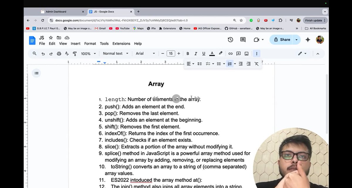 03Souravsingh's tweet image. 📅 Day 19 of #BetterEveryDay

✅ JavaScript – Arrays Deep Dive 📝
 • Cleared misconceptions &amp;amp; explored memory management
 • Practiced push, pop, shift, unshift, map, filter, reduce

✅ Workout – Push Day 💪
#100DaysOfCode #WebDevelopment #JavaScript #Arrays