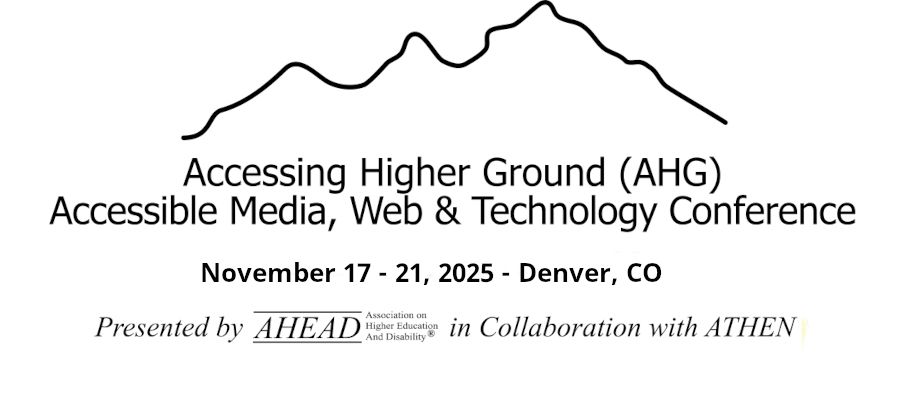 Knowbility will be attending the Accessing Higher Ground 2025 conference in Denver!

Join experts in digital accessibility from November 17-21 at the Hilton Denver City Center in Denver

Details are on the official website: accessinghigherground.org