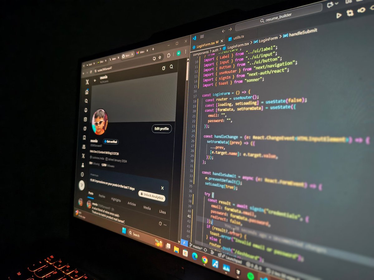 SMSarwar47's tweet image. Welcome to coding nights with Monis 
Today we&apos;ll be building the frontend part of our app.
What are you building or learning?