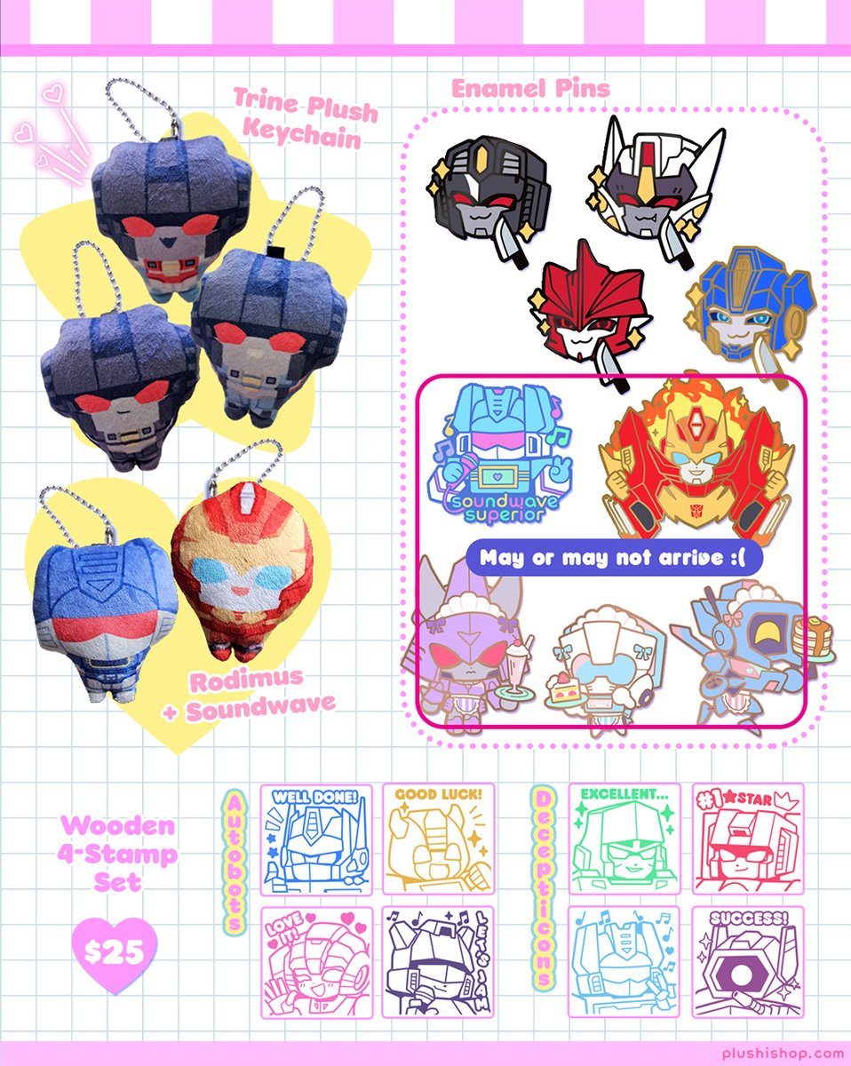 My TFcon Chicago catalogue is out! Come say hi and talk to me about Metalhawk!👋 I will have a limited stock of my TFP plushies!

Also some of my enamel pins may or may not come in time but if they don't, I will have discounted pre-orders open at the table!😭