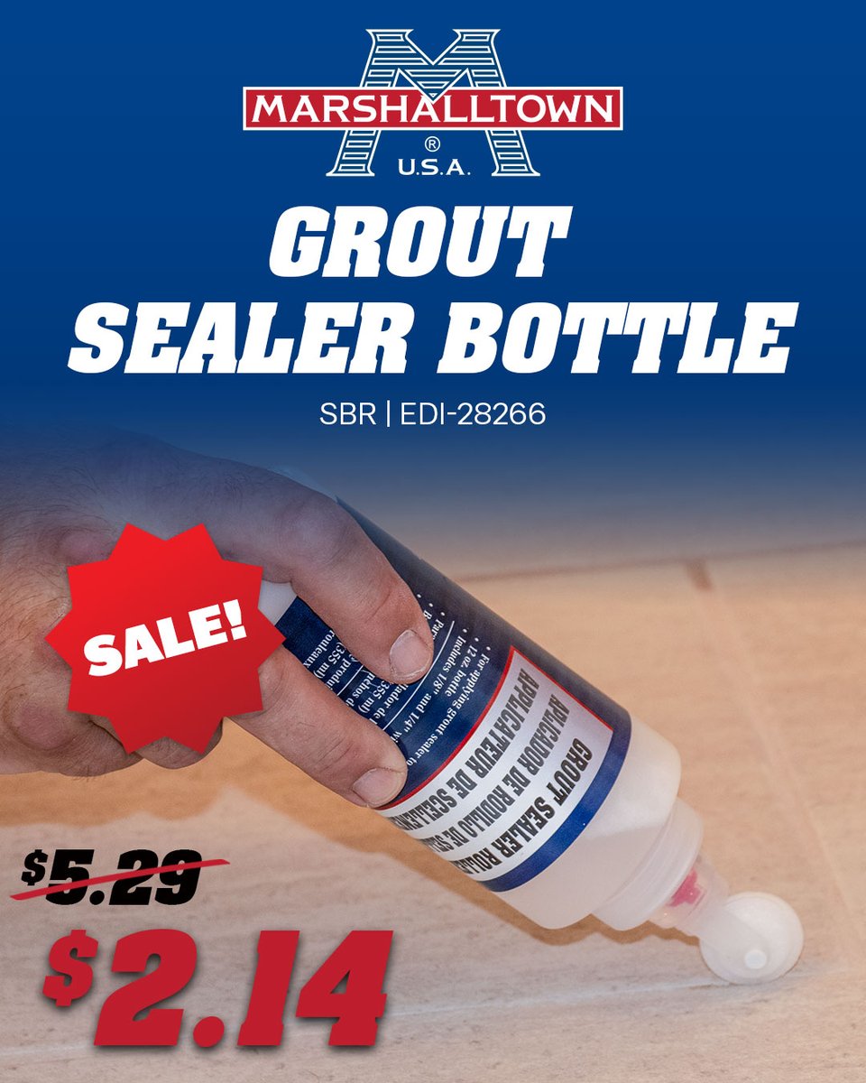 The MARSHALLTOWN Grout Sealer Bottle is used for applying grout sealer to tile grout with ease.  marshalltown.com/pro-1753-grout…
#sale #flooring #tiling #tilefloor