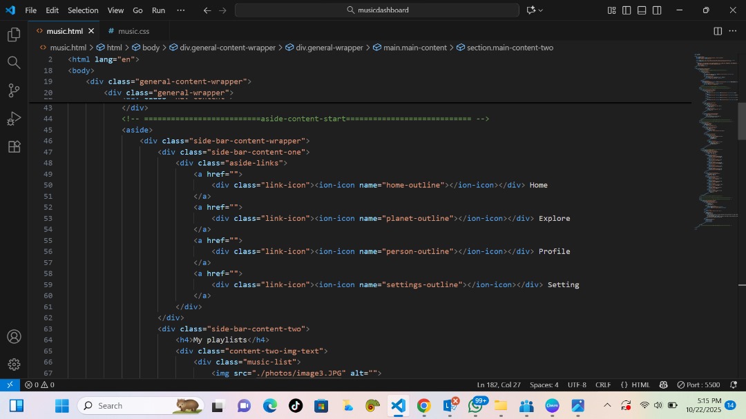 MellyWeb3_'s tweet image. Built a music dashboard with HTML & CSS (and yes, it’s fully responsive 😌).
Coding really teaches patience, one wrong line and boom, chaos 😂
Proud of this one! 😍✨
What’s a project that made you feel like, “I’m actually getting better”?
#HTML #CSS #WebDev