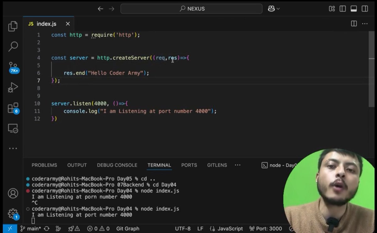 CHAYAN78905's tweet image. 🚀 #Day4 / #100DaysOfBackend 🎯
Backend Development Journey | #CoderArmy ⚙️
📌 Today’s Learning:
👉 Understanding IP Address, Port Number, WebSocket
👉 And how a Server is created in Node.js & works behind the scenes! 🌐
Big thanks to @rohit_negi9 bhaiya
#NodeJS #backend