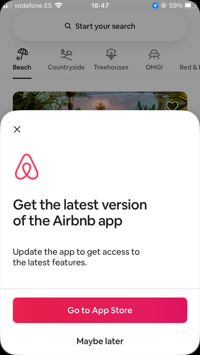 paolodsv's tweet photo. @bchesky @tbpn Brian can you eliminate this "design" from my Airbnb app? I have an iphone 8 and can't update your app because the iOS doesn't support it. Made my usage of Airbnb way more painful. https://t.co/RoRI6I87jW