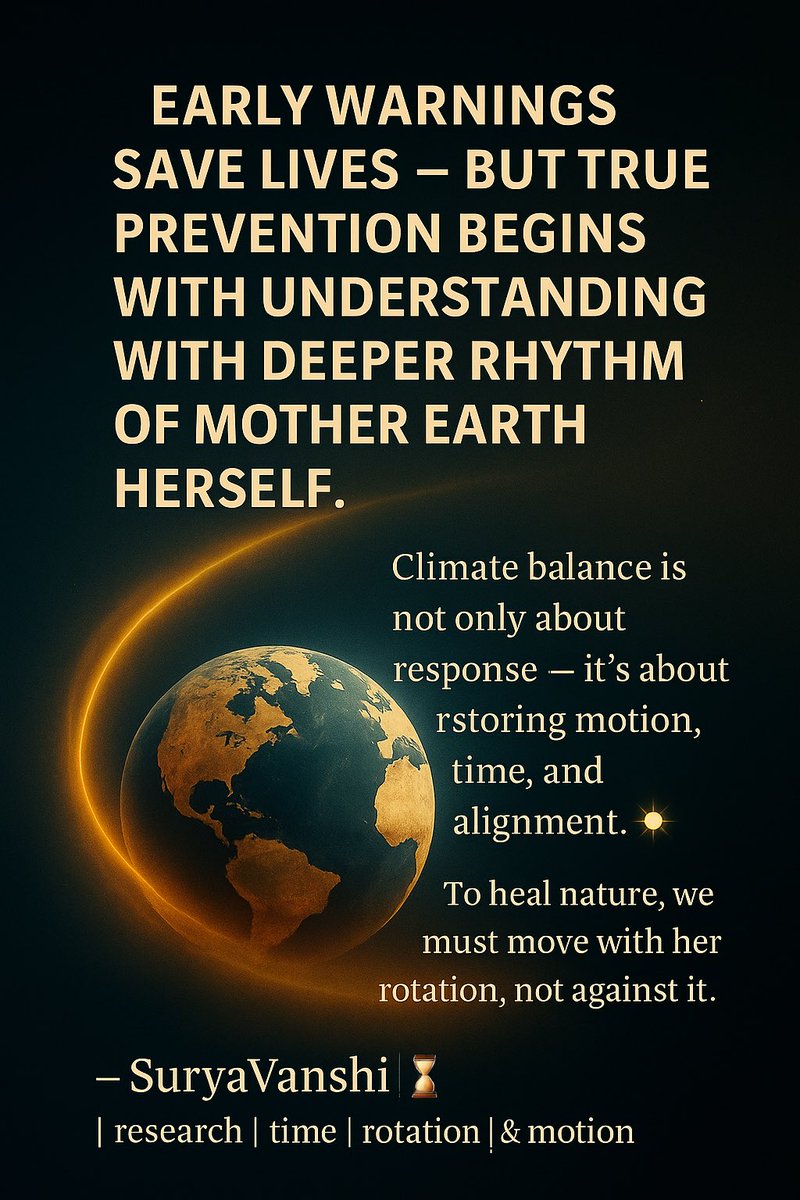 h4r5hv33r's tweet photo. Early warnings protect lives — but restoring balance protects the future. 🌍
When we align with Mother Earth’s rotation, climate, and consciousness, prevention becomes evolution. ⏳
#TimeResearch #ClimateBalance #Rotation #MessageForMankind

🔗 Explore my research: [https://t.co/4GEWzhg0VJ]
— SuryaVanshi | researcher | time | rotation | & Human Evolution project