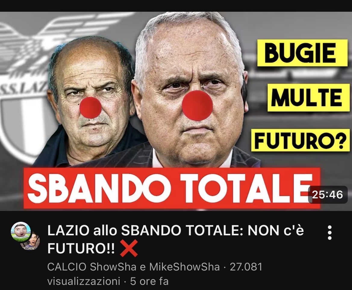 LAZIO allo SBANDO TOTALE: NON c'è FUTURO!! ❌ youtu.be/CSjR0Ghcxzg?si… via <a href="/YouTube/">YouTube</a>