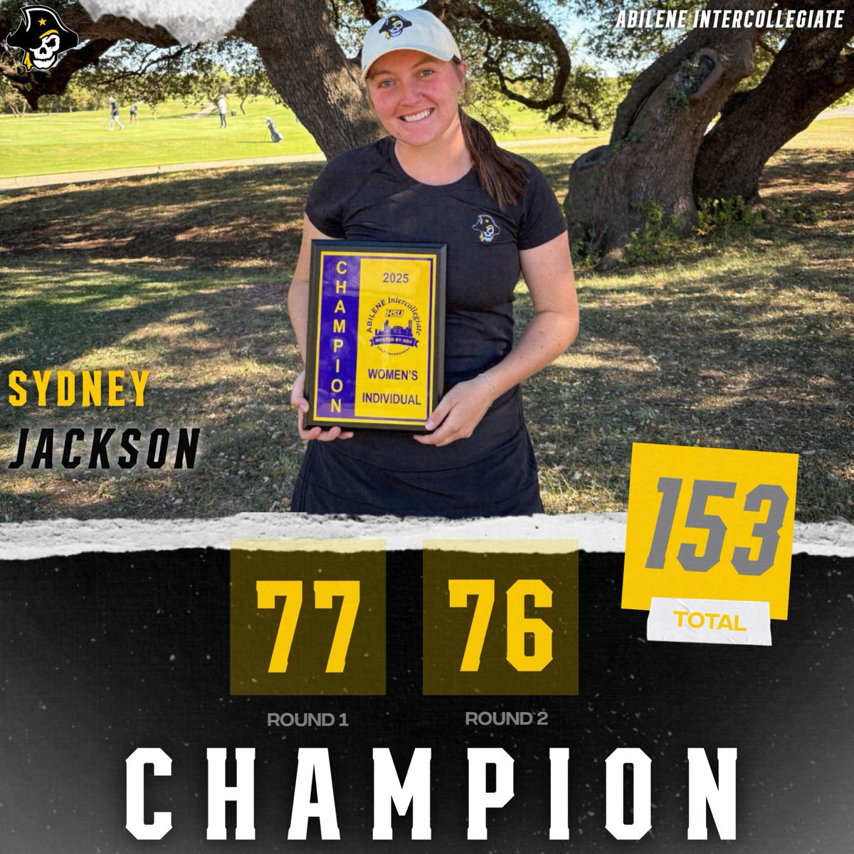 SUPirates's tweet photo. Fall finish on top! ⛳️🏆

Women’s Golf closed out the fall season in style with a tournament win, shooting team rounds of 319 & 311! 👏🏼🏴‍☠️

‼️ Junior Sydney Jackson led the way, claiming her second individual title of the season! 
✨ Freshman Emily York secures 3rd place (79,79) and fellow freshman Anna Apisarnthanarax finished in 5th place (80,79)!