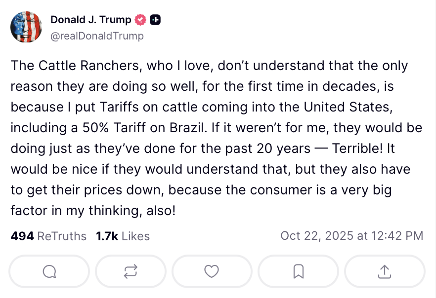 kathrynw5's tweet image. Trump criticizes U.S. cattle ranchers for high prices and suggests they don't understand their own industry