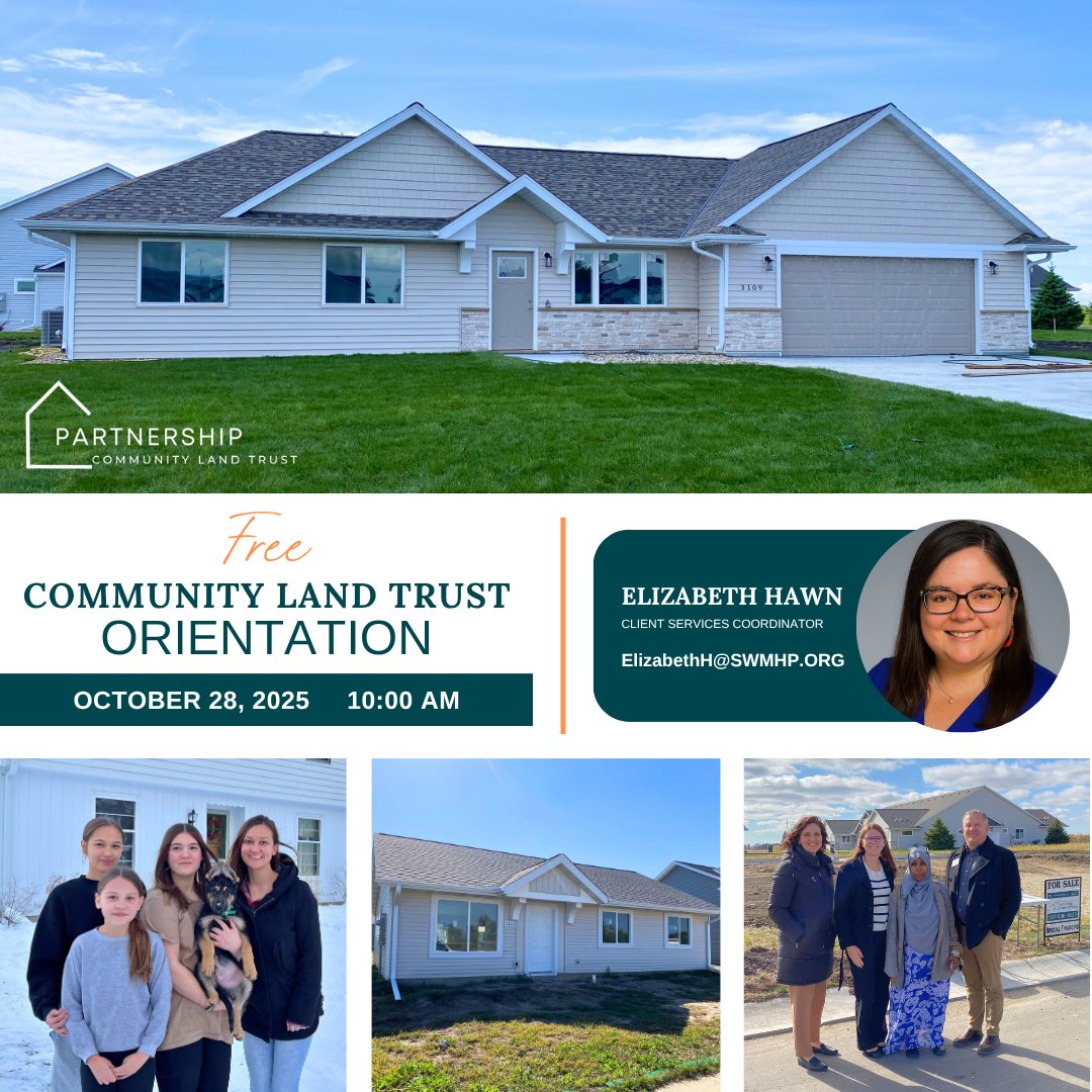 Dreaming of owning a home? 🏘️

Join our FREE Community Land Trust Orientation on October 28 at 10 AM to learn how the Partnership Community Land Trust (PCLT) makes homeownership affordable.

Register Today! 📷swmhp.my.site.com/swmhpcft/NWSHO…

#SWMHP #HomeForAll #CommunityLandTrust #PCLT