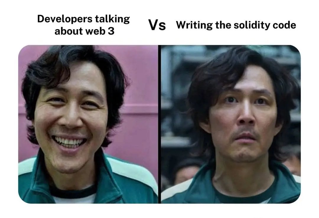 niolabs's tweet image. 💻 Writing Solidity code is 10% logic, 90% staring at your screen wondering why it worked yesterday.

#Web3Humor #SolidityDev #SmartContract