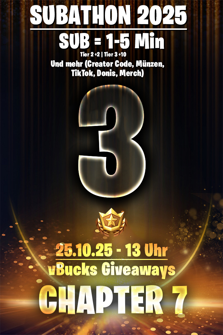 Subathon 2025 - 24/7 mit SleepCam und Nachts wird pausiert

Es kommen Star Gäste vorbei wie <a href="/tomferenc_/">Tom Ferenc</a> <a href="/primalavera1/">Primalavera🎙️🎵 Vera</a> Maykokoro Rikku

Subgoals für eine Menge Challenges und natürlich Giveaways für euch ♥️