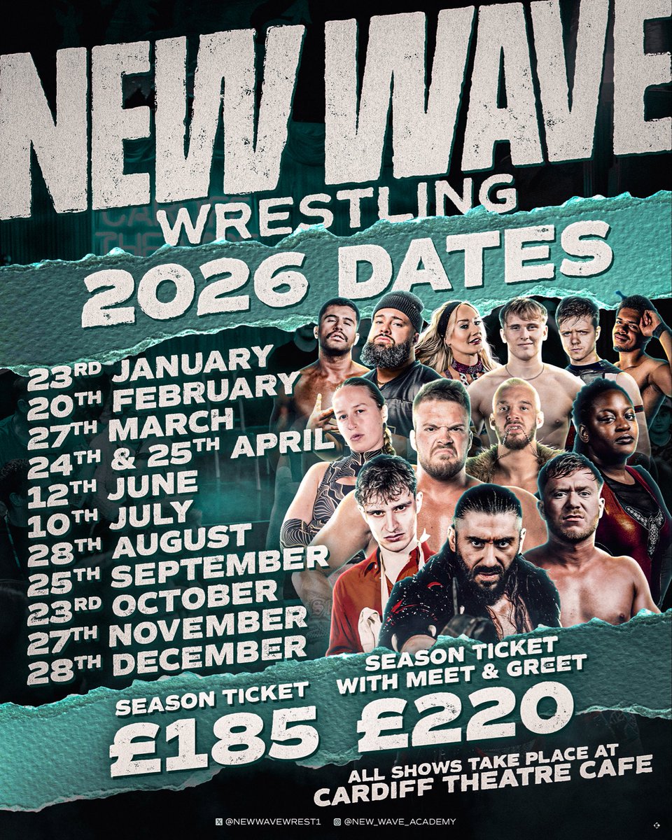 New Wave Wrestling Academy (@newwavewrestli1) on Twitter photo NEW WAVE SEASON TICKETS 2026!
This is your way to guarantee yourself a seat for EVERY New Wave show in 2026! 
Β£185 Ticket: These prices are fixed at the 2025 prices & if weβre able to host any additional events it will grant you access to this too! 
Β£220 Season Ticket: The NEW WAVE SEASON TICKETS 2026!
This is your way to guarantee yourself a seat for EVERY New Wave show in 2026! 
Β£185 Ticket: These prices are fixed at the 2025 prices & if weβre able to host any additional events it will grant you access to this too! 
Β£220 Season Ticket: The