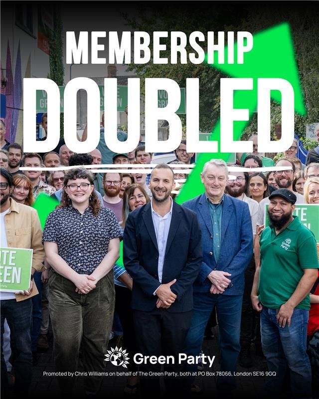 The Green Party (@thegreenparty) on Twitter photo 🚨 BREAKING 🚨
📈 Since the election of our new leadership team, our membership has doubled, now sitting at more than 140,000.
And this is just the beginning: join.greenparty.org.uk 🚨 BREAKING 🚨
📈 Since the election of our new leadership team, our membership has doubled, now sitting at more than 140,000.
And this is just the beginning: join.greenparty.org.uk